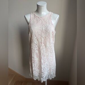Babaton Pink and White Lace Dress